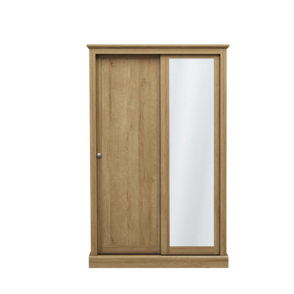 Devon Charcoal and Oak 2 Door Siding Wardrobe - Image 2