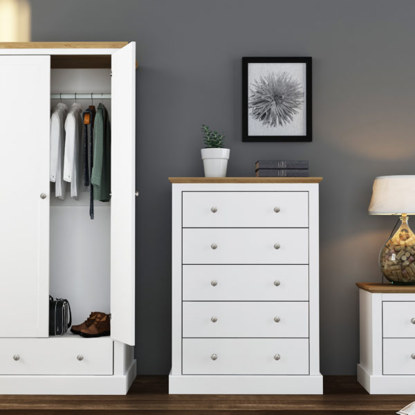 Devon White and Oak 2 Door Wardrobe - Image 4
