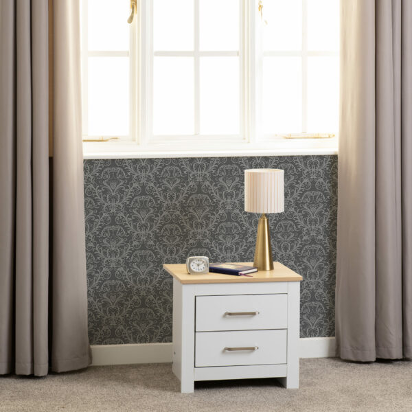 Portland White 2 Drawer Bedside - Image 5