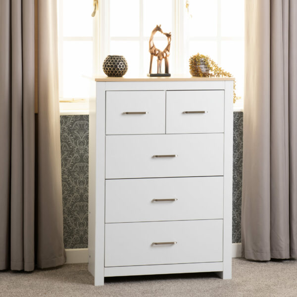 Portland White 3+2 Drawer Chest - Image 4