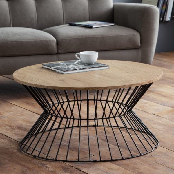 Jersey Round Wire Coffee Table - Oak - Image 2