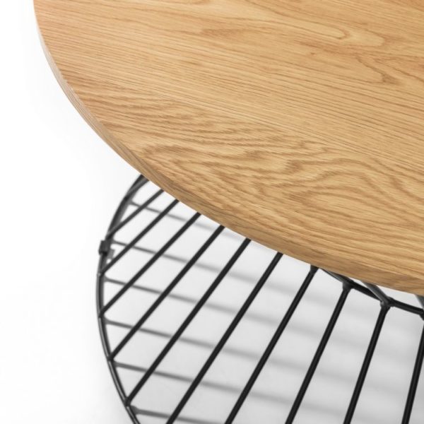 Jersey Round Wire Coffee Table - Oak - Image 3