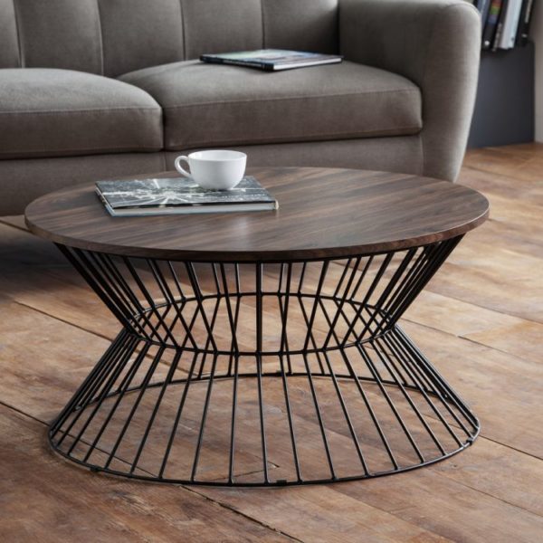 Jersey Round Wire Coffee Table - Walnut - Image 2