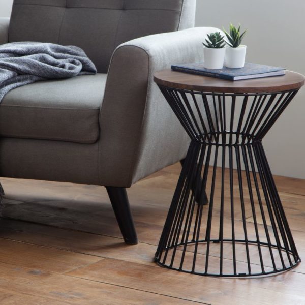 Jersey Round Wire Lamp Table - Walnut - Image 2