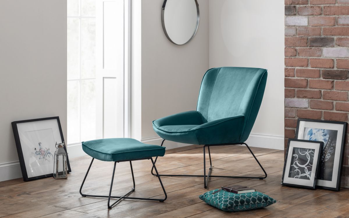 Mila Teal Accent Chair Stool Kit Caboodle